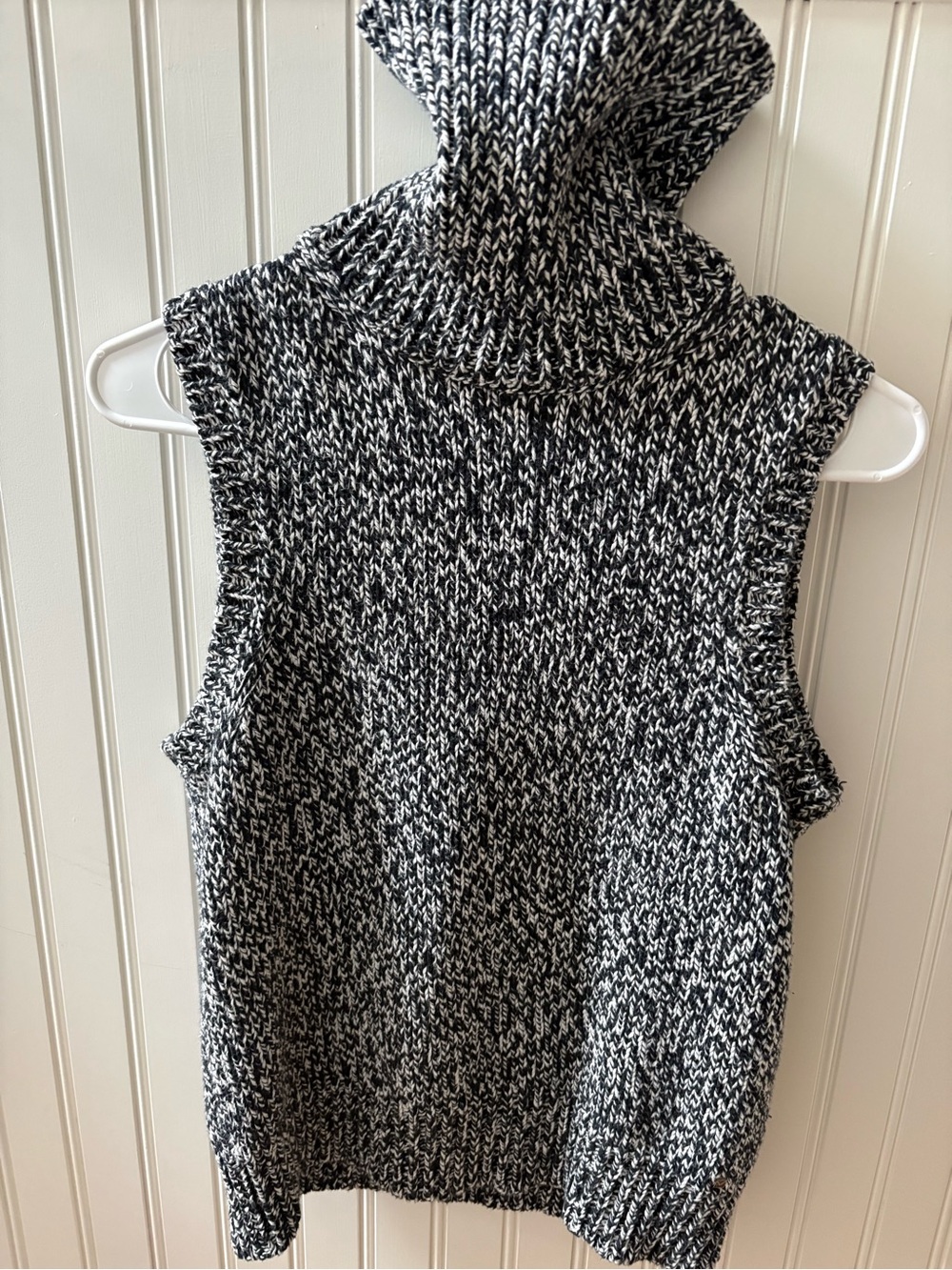 Marled Dark Navy Cotton Blend Michael Kors Sleeveless Turtleneck Sweater
